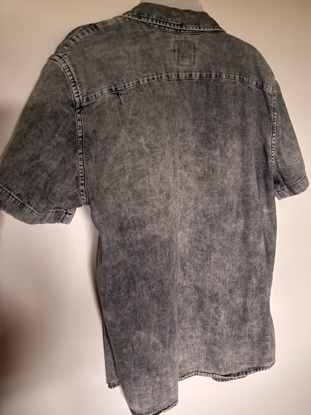 American Eagle Gray Wash Denim Button Up Shirt - Picture 2 of 3
